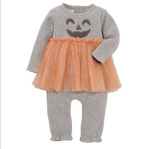 Mud Pie NWT Pumpkin Halloween Jack-o-lantern romper with tutu